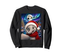 Elephant Christmas Selfie Full Moon Night Santa Sleigh Xmas Sweatshirt