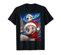 Elephant Christmas Selfie Full Moon Night Santa Sleigh Xmas Value Graphic T-Shirt
