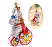 Elephant Christmas Tree Ornaments,Hand Blown Glass Ornaments,Circus Elephant Collection Figurine Hanging Ornaments,Christmas Tree Decorations for Animal Lovers Holiday Party Home Gifts