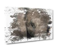 Elephant Close Up V3 Canvas Print for Living Room Bedroom Home Office Décor, Wall Art Picture Ready to Hang, 30 x 20 Inch (76 x 50 cm)