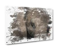 Elephant Close Up V3 Canvas Print | Gallery Wrapped 30mm Frame Wall Art | 20x14 inches | Ready to Hang | Modern Animals Picture | Living Room Bedroom Lounge Office