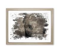 Elephant Close Up V3 Modern Framed Print | A2 Oak Framed Wall Art | Ready to Hang | Modern Animal Picture | Living Room Bedroom Lounge Office