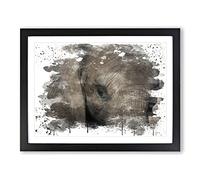 Elephant Close Up V3 Modern Framed Print | A4 Black Framed Wall Art | Ready to Hang | Modern Animal Picture | Living Room Bedroom Lounge Office