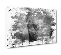 Elephant Close Up V4 Canvas Print | Gallery Wrapped 30mm Frame Wall Art | 20x14 inches | Ready to Hang | Modern Animals Picture | Living Room Bedroom Lounge Office