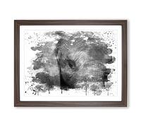 Elephant Close Up V4 Modern Framed Print | A4 Walnut Framed Wall Art | Ready to Hang | Modern Animal Picture | Living Room Bedroom Lounge Office