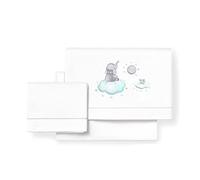 Elephant Cloud White and Green Mini Bed Sheet Set