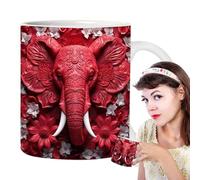 Elephant Coffee Mug, 350ml 3D Mug | Elephant Coffee Tea Mug Elephant Tea Mug Ceramic Tea Cup with Handle Ceramic Travel Mug for Whiskey, Juice, Soup, Wine, Beer