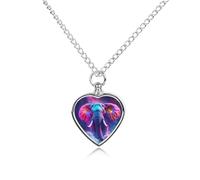 Elephant Colorful Galaxy Urn Necklace for Ashes Pet Dog Cat Cremation Jewellery Alloy Memorial Keepsake Pendant