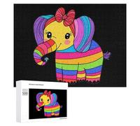 Elephant Colorful Rainbow Funny Wooden Puzzle with Storage Box Adults Jigsaw Puzzles Challenge for Family Game Birthday Gift