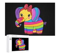 Elephant Colorful Rainbow Funny Wooden Puzzle with Storage Box Adults Jigsaw Puzzles Challenge for Family Game Birthday Gift