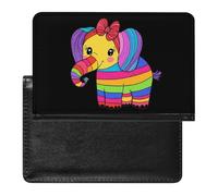 Elephant Colorful Rainbow Leather Passport Holder Compact ID Card Cover Case Slim Travel Wallet for Men Women