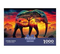 Elephant Colourful Elephants Shaped As Tree 1000 Pcs Jigsaws for Adults The Impossible Challenge Brain Development 70x50cm/1000pcs