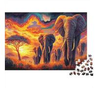Elephant Colourful Fiery Elephants 1000 Pieces Jigsaw for Adults The Impossible Challenge Brain Development 52x38cm/1000pcs