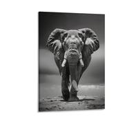 Elephant Cool Black Realistic Majestic Animals Poster Canvas Wall Art Posters & Prints Paintings Wall Decor for Bedroom Living Room Decor for Mens Women 12x18inch(30x45cm)