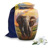Elephant Cremation Urn for Human Ashes - Full Size Funeral Urn for Adults Up to 210 lbs - Jungle Themed Memorial Urns with Velvet Bag - Large Aluminum Alloy Elephant Urn's by Immortal-Memories