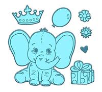 Elephant Crown Balloon Flower Gifts Box Metal Cutting Die and Stamps for Card Making Embossing Stencil Die-cuts Template Mould Rubber Stamps for DIY Scrapbooking