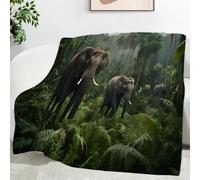 Elephant Custom Blanket Soft and Fluffy Fleece Blanket Green Plants Flannel Sherpa Fleece Blanket For Sofa Couch Kids Blanket 70x100cm SF1016