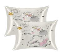 Elephant Cute Satin Pillowcases for Hair and Skin 2 Pack, Elephant Pillowcase with Envelope Closure Super Soft Wrinkle Stain Resistant Silky Pillow Cases 50.8 x 66 cm
