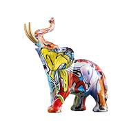 Elephant Decor Creativity Graffiti Elephant Figurines, Resin Colorful Elephant Statues Home Decor Art Elephant Statue, Suitable for Filling Space Decor in The Living Room, Bedroom, Office (Small)