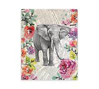 Elephant Decor, Elephant Upcycled Like Vintage Dictionary 12x18 Inch Print Art Print, Elephant Picture on Newspaper, Elephant Art, Elephant Watercolor, Fine Art Print, Watercolor, Elephant Wall