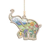 Elephant Decoration, Elephant Suncatcher Window Picture with Greeting Card, Cute Keepsake for Women, Tree Window Decoration, Christmas Decoration for Indoor Wall and Party