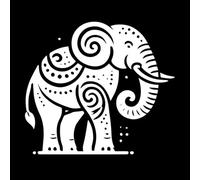 Elephant Design with Henna Inspi Mandala Detail Wall Decals 67.2x76cm Glass Stickers White