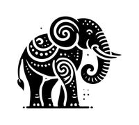 Elephant Design with Henna Inspi Mandala Detail Wall Decals 67.2x76cm Wall beautification Black