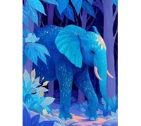 Elephant Diamond Art, Animal Diamond Painting 5D DIY Full Square Drill Crystal Art Cross Stitch Kits for Adults Beginner, Dimond Painting Pattern Design for Home Decor, Wall Decor 40x55cm -wyl25061W