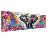 Elephant Diamond Art, Diamond Painting Beautiful, 5D Round Full Drill Crystal Art Kits for Beginner, DIY Rhinestone Embroidery Mosaic Kits for Adults for Home Wall Decor, Large Canvas 90x30cm F1-13