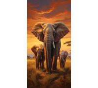 Elephant Diamond Art Kits Adults, DIY 5D Large Diamond Painting Twilight Grassland Full Square Drill Crystal Art Kits 23.6x59 Inch, Embroidery Cross Stitch Canvas for Home Wall Decor Gifts (SQ962)