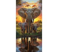 Elephant Diamond Art Kits Adults, Paint by Numbers for Adults Forest Pattern with Full Square Drill Canvas, 5D Diamond Painting Beginner Gem Art Kits for Home Wall Room Decor, Gifts 16x32 In, Model594