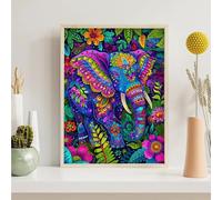 Elephant Diamond Art Kits for Adults Flower Diamond Painting Kits for Adults Kids, DIY Full Drill Round Sequin Art, Dimond Painting Crystal Craft for Home Wall Decor Gifts 28x38 inch PjY4684 T-M