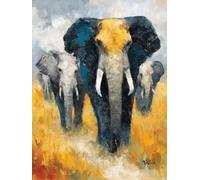 Elephant Diamond Art Painting Kits for Adults, 5D Animal Diamond Painting with Accessories, DIY Craft Supplies for Kids Embroidery Kit, Gem Crystal Art Pictures for Home Wall Decor 40x30 cm W-4018