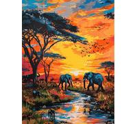 Elephant Diamond Painting Kits for Adults, 5D Full Drill Square Diamond Art Kits, DIY Rhinestone Embroidery Cross Stitch Arts and Crafts,Crystal Art Painting for Home Wall Decor Gift 12x20inch Q-1091B