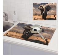elephant Dish Drying Mat for Kitchen Counter Super Absorbent Microfiber Drainer Mats Large Size Dish Drying Pad Quick Drying Dish Rack Pad 18"x 24"