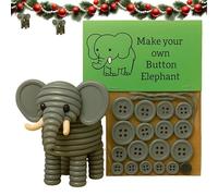 Elephant DIY Button Craft Kit,Christmas Buttons,Button Elephant Kit,Fun Animal Butt/on for Crafting,Make Your Own Animals Butto/ns,Anima/l Theme Butto/n Ornament for Christmas Tree Decorations