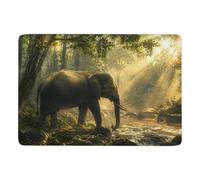 Elephant double exposure Area Rug 150 x 100 cm, Soft Non Slip Short Pile | Printed living room rug - creates a clear decorative focal point; soft underfoot feel; for smaller indoor spaces