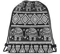 Elephant Drawstring Bags Backpack Bag Vintage Animal Floral Lotus Bohemian Mandala Pattern Tribal Boho Aztec Sport Gym Sack