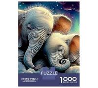 Elephant Dream 1000 Piece Premium Cardboard Elephant at Night Jigsaw, Educational Challenge Adults, Stress Relief, Gift & Family Game Night 52x38cm/1000pcs
