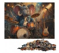 Elephant Drummer with Attitude Wooden Jigsaw 500 Pieces for Adults | Section-by-section building: a simple way to organise the image at home.