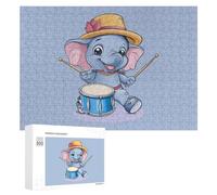 Elephant Drumming Jigsaw Puzzles for Adult Family Activities Games Home Decor Puzzle 300 PCS