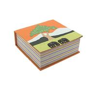 Elephant Dung Note Cube | Orange | 100 Sheets of Coloured Recycled Paper | Square Memo Pad Holder | 10cm x 10cm | Genuine Elephant Poo Notecube | Fair Trade and Handmade Elephant Gifts for Men and Women