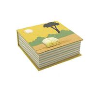 Elephant Dung Note Cube | Yellow | 100 Sheets of Coloured Recycled Paper | Square Memo Pad Holder | 10cm x 10cm | Genuine Elephant Poo Notecube | Fair Trade and Handmade Elephant Gifts for Men and Women