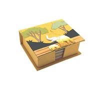 Elephant Dung Note Holder, 100 Sheets of Coloured Recycled Paper, Cube Memo Pad Holder, 15cm x 10cm, Genuine Elephant Poo Noteholder, Fair Trade and Handmade Elephant Gifts for Men and Women (Yellow)