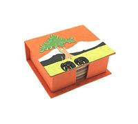 Elephant Dung Note Holder, 100 Sheets of Coloured Recycled Paper, Cube Memo Pad Holder, 15cm x 10cm, Genuine Elephant Poo Noteholder, Fair Trade and Handmade Elephant Gifts for Men and Women (Orange)