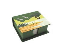 Elephant Dung Note Holder, 100 Sheets of Coloured Recycled Paper, Cube Memo Pad Holder, 15cm x 10cm, Genuine Elephant Poo Noteholder, Fair Trade and Handmade Elephant Gifts for Men and Women (Green)