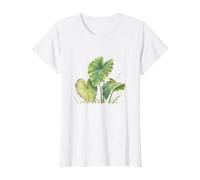 Elephant Ear Leaves and Tree Frog Value Graphic T-Shirt, Women, White, L