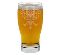 Elephant Engraved Pint Beer Glass Etched Elephant Mandala Drinkware Gift for Elephant Lovers Birthday Gift for Him Animal Lover Gifts Engraved Beer Glass Elephant Mandala Design Beer Cider Pint Glass