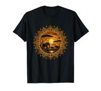 Elephant Family African Savannah Sunset Mandala T-Shirt