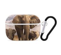 Elephant Family AirPods Pro 2 Case Cover, Shockproof Hard Shell Protective Case for Women Men, Compatible with Airpod Pro Case 2nd/1st Generation with Keychain-White